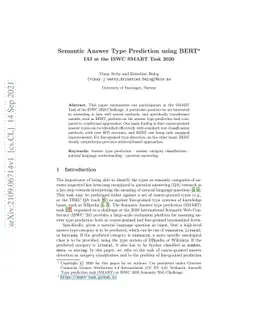 Semantic Answer Type Prediction using BERT: IAI at the ISWC SMART Task
  2020