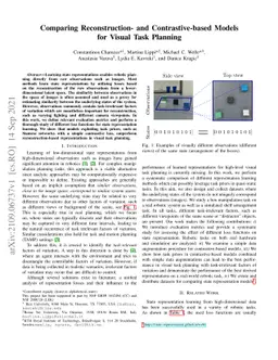 Comparing Reconstruction- and Contrastive-based Models for Visual Task
  Planning