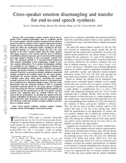Cross-speaker emotion disentangling and transfer for end-to-end speech
  synthesis