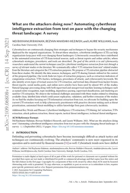 What are the attackers doing now? Automating cyber threat intelligence
  extraction from text on pace with the changing threat landscape: A survey