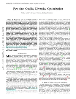 Few-shot Quality-Diversity Optimization