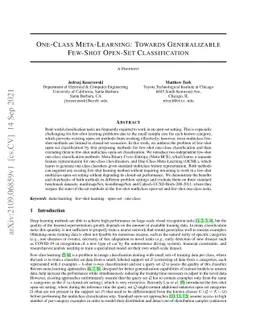 One-Class Meta-Learning: Towards Generalizable Few-Shot Open-Set
  Classification