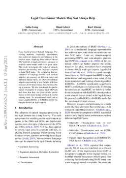 Legal Transformer Models May Not Always Help