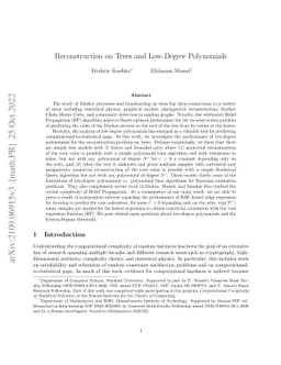 Reconstruction on Trees and Low-Degree Polynomials