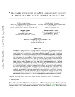 A trainable monogenic ConvNet layer robust in front of large contrast
  changes in image classification