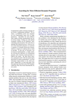 Searching for More Efficient Dynamic Programs