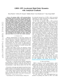 GRiD: GPU-Accelerated Rigid Body Dynamics with Analytical Gradients