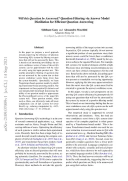 Will this Question be Answered? Question Filtering via Answer Model
  Distillation for Efficient Question Answering