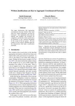 Written Justifications are Key to Aggregate Crowdsourced Forecasts