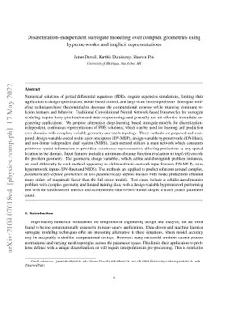 Discretization-independent surrogate modeling over complex geometries
  using hypernetworks and implicit representations