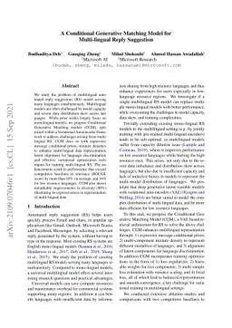 A Conditional Generative Matching Model for Multi-lingual Reply
  Suggestion