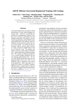 ARCH: Efficient Adversarial Regularized Training with Caching