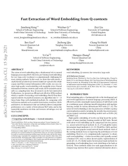 Fast Extraction of Word Embedding from Q-contexts