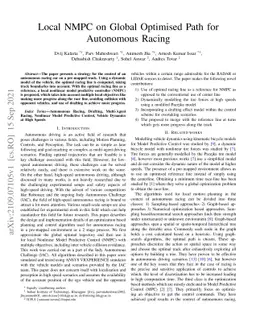 Local NMPC on Global Optimised Path for Autonomous Racing