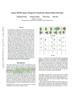 Anchor DETR: Query Design for Transformer-Based Object Detection