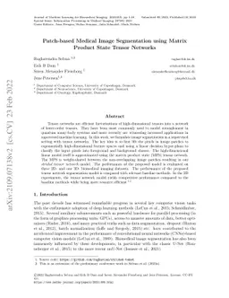 Patch-based Medical Image Segmentation using Matrix Product State Tensor
  Networks