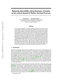 Balancing detectability and performance of attacks on the control
  channel of Markov Decision Processes