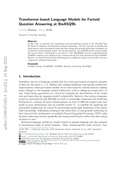 Transformer-based Language Models for Factoid Question Answering at
  BioASQ9b