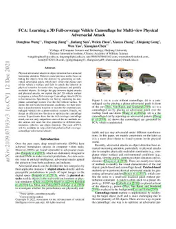 FCA: Learning a 3D Full-coverage Vehicle Camouflage for Multi-view
  Physical Adversarial Attack