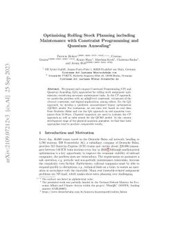 Optimising Rolling Stock Planning including Maintenance with Constraint
  Programming and Quantum Annealing