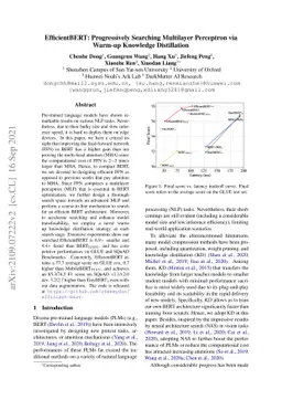 EfficientBERT: Progressively Searching Multilayer Perceptron via Warm-up
  Knowledge Distillation