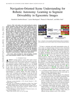 Navigation-Oriented Scene Understanding for Robotic Autonomy: Learning
  to Segment Driveability in Egocentric Images