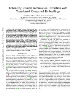 Enhancing Clinical Information Extraction with Transferred Contextual
  Embeddings