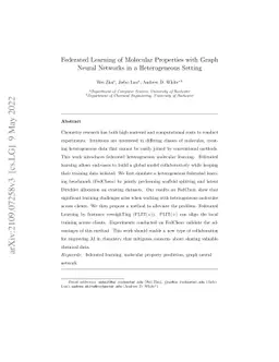 Federated Learning of Molecular Properties with Graph Neural Networks in
  a Heterogeneous Setting