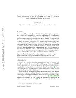 Scope resolution of predicted negation cues: A two-step neural
  network-based approach