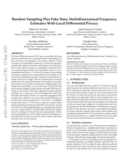 Random Sampling Plus Fake Data: Multidimensional Frequency Estimates
  With Local Differential Privacy