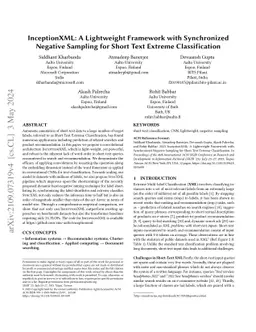 InceptionXML: A Lightweight Framework with Synchronized Negative
  Sampling for Short Text Extreme Classification
