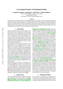 Cross-lingual Transfer of Monolingual Models