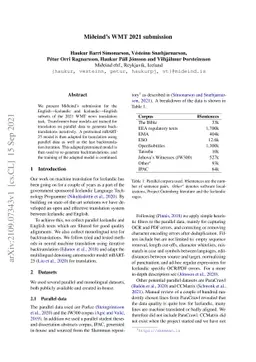 Miðeind's WMT 2021 submission