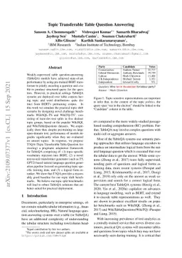 Topic Transferable Table Question Answering