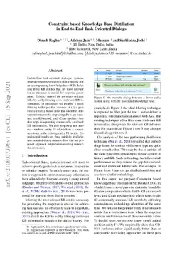 Constraint based Knowledge Base Distillation in End-to-End Task Oriented
  Dialogs