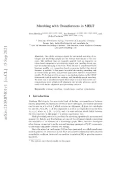 Matching with Transformers in MELT