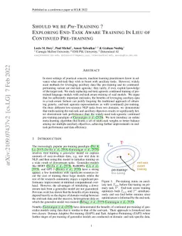 Should We Be Pre-training? An Argument for End-task Aware Training as an
  Alternative