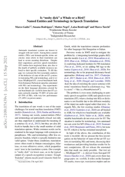 Is "moby dick" a Whale or a Bird? Named Entities and Terminology in
  Speech Translation