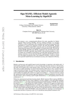 Sign-MAML: Efficient Model-Agnostic Meta-Learning by SignSGD