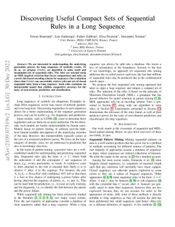 Discovering Useful Compact Sets of Sequential Rules in a Long Sequence