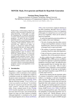 MOVER: Mask, Over-generate and Rank for Hyperbole Generation