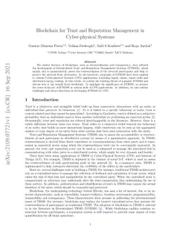 Blockchain for Trust and Reputation Management in Cyber-physical Systems