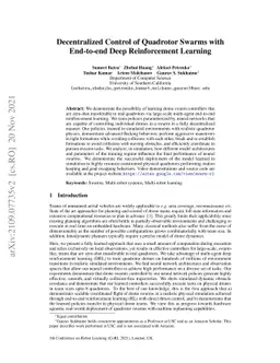 Decentralized Control of Quadrotor Swarms with End-to-end Deep
  Reinforcement Learning