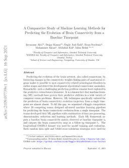 A Comparative Study of Machine Learning Methods for Predicting the
  Evolution of Brain Connectivity from a Baseline Timepoint