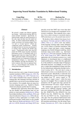 Improving Neural Machine Translation by Bidirectional Training