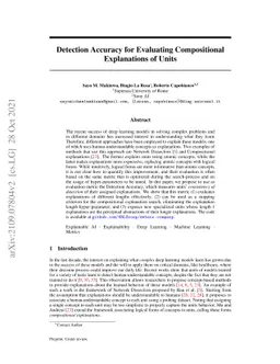 Detection Accuracy for Evaluating Compositional Explanations of Units