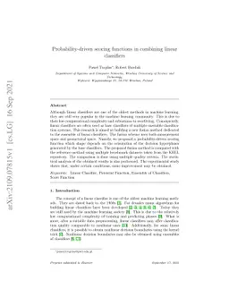 Probability-driven scoring functions in combining linear classifiers