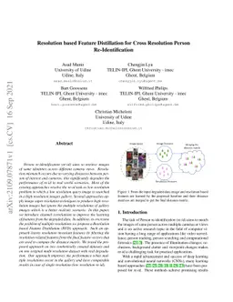 Resolution based Feature Distillation for Cross Resolution Person
  Re-Identification