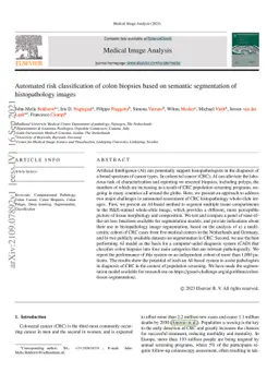 Automated risk classification of colon biopsies based on semantic
  segmentation of histopathology images