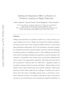 Auditing the Imputation Effect on Fairness of Predictive Analytics in
  Higher Education